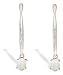 14K White Gold Genuine Oval Opal and Diamond Dangle Drop Earrings