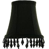 6 Inch Black Silk with Beads Candle Cover Shade