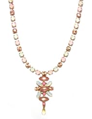Mariana Spirit of Design 24K Rose Gold Plated "Tiara Day" Collection Swarovski Crystal Statement Pendant Necklace in White Opal and Frosted Peach