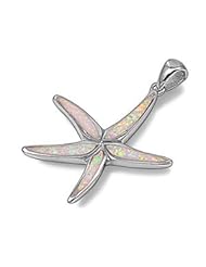 Sterling Silver Large Pink Opal Starfish Pendant