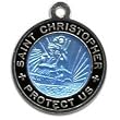 St. Christopher Surf Medal - Small Baby Blue/ Black