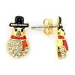 Gold Plated Brass with Topaz Swarovski Crystal Earrings, Weight: 6.00gm - Snowman Gold Plated Brass with Topaz Swarovski Crystal Earrings, Weight: 6.00gm - Snowman