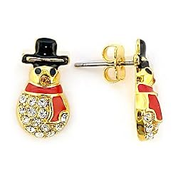 Gold Plated Brass with Topaz Swarovski Crystal Earrings, Weight: 6.00gm - Snowman