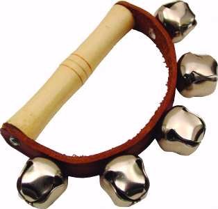 Childrens Toyshop  Musical Instruments : Basic Beat 5 Sleigh Bells on Wooden Handle