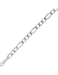 sterling silver 8.50" 8.6mm polish diamond cut figaro chain with lobster clasp 8 1/2 inches long
