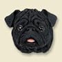 Pug, Black Dog Head Magnet (2 in)