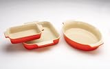 Le Creuset Volcanic  3pc baking set 23cm sq dish 24cm oval baking dish 19cm rectangular dish
