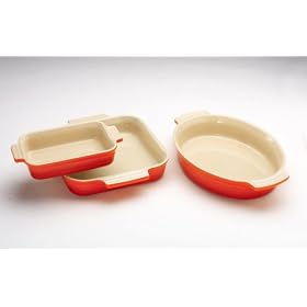 Le Creuset Volcanic  3pc baking set 23cm sq dish 24cm oval baking dish 19cm rectangular dish