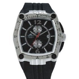 Adee Kaye #AK4009-M1 Men's Octagon Chronograph Watch with Resisn Band