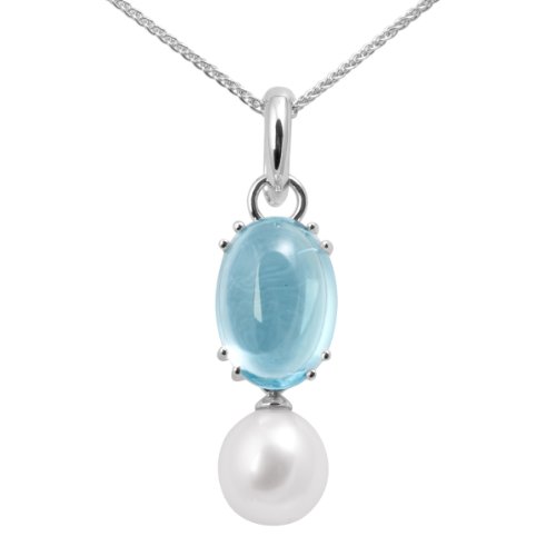 Bella Donna Damen-Halskette Clip 333 Wei&szlig;gold 1 Topase behandelt blau 14x10 mm 1 S&uuml;&szlig;wasser Preisvergleich