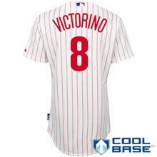 MLB Men's Philadelphia Phillies Shane Victorino Six Button Cool Base Authentic Extended Size Home Jersey (Wht/Scrlet Pinstrp, 56/XXX-Large)