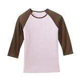 District Threads - Ladies 3/4 Sleeve Raglan Tee Pink/Chocolate2X