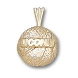 Connecticut Huskies 1/2in 10k Basketball Pendant/10kt yellow gold