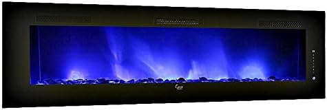 LED Electric Fireplace Wall Mountable 45" x 20" Steel Frame - Remote Control Heat, Flame Size and Multiple Color Settings for Flame and Bed Media- 120v Model SCW-001-cf