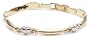 14k White Gold Hearts w/ Yellow Gold Bars Stampato Bracelet, 7"