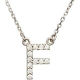 14k White Gold Diamond F Alphabet Initial Letter Necklace (GH Color, I1 Clarity, 1/6 Cttw)