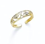14K .02CT DIA SCROLL TOE RING - GH23770