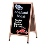 A FRAME SIDEWALK BOARD OAK WITH BLACK CHALKBOARD