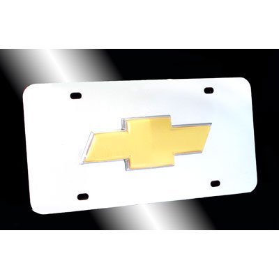Chevrolet Gold Logo on Polished Steel License Plate