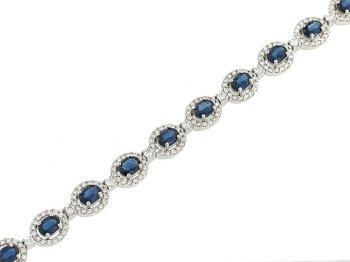 Blue Sapphire(7.16ct) & Round Diamond(3.53ct) Bracelet