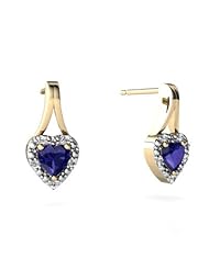 Created Sapphire 14kt Yellow Gold Earrings