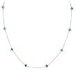 14k White Gold Princess-Cut Swiss Blue Topaz Station Necklace
