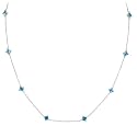 14k White Gold Princess-Cut Swiss Blue Topaz Station Necklace