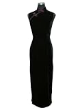 Black swan plain silk velvet Chinese dress