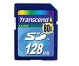 New TRANSCEND INFORMATION Flash Memory Card 128 MB 80X SD 2.7-3.6 V SLC NAN ....