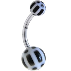 Black SOCCER BALL Belly Button Ring by 