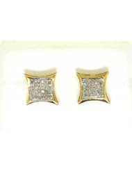 14KT Yellow Gold 0.50 CTW Princess Diamond Ladies Invisible Earring