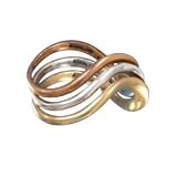 Three Band Wave Stacking Ring Sterling Silver and Bronze