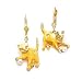 14k Gold & Pearl Playful Cats Leverback Earrings