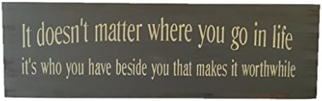 Decorative Inspirational Wall Sign - "It Doesn't Matter Where You Go in Life..." - Blue Wood 18x5.5 Inch