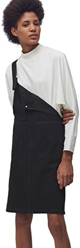 Mango Women's Black Denim Pinafore Dress, Black Denim, S