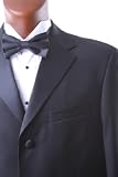 Men's Single Breasted Three Button Black Super 150s Wool Feel Tuxedo