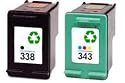Remanufactured HP 338 + HP 343  Twin Pack High Capacity 21ml Ink Cartridges HP338 / C8765EE / HP343 / C8766EE / For HP Deskjet 460 5740 5743 5745 5748 6520 6540 6543 6545 6548 6620 6840 6843 6848 9800 Officejet 6210 6213 7210 7213 7310 7410 Pro K7100 Photosmart 2610 2710 2713 7850 8050 8150 8450 8750 8753 C3100 C3125 C3135 C3140 C3150 C3175 C3180 C3183 C3190 Pro B8350 PSC 1500 1510 1513 1600 1610 2355