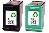 Remanufactured HP 338 + HP 343  Twin Pack High Capacity 21ml Ink Cartridges HP338 / C8765EE / HP343 / C8766EE / For HP Deskjet 460 5740 5743 5745 5748 6520 6540 6543 6545 6548 6620 6840 6843 6848 9800 Officejet 6210 6213 7210 7213 7310 7410 Pro K7100 Photosmart 2610 2710 2713 7850 8050 8150 8450 8750 8753 C3100 C3125 C3135 C3140 C3150 C3175 C3180 C3183 C3190 Pro B8350 PSC 1500 1510 1513 1600 1610 2355