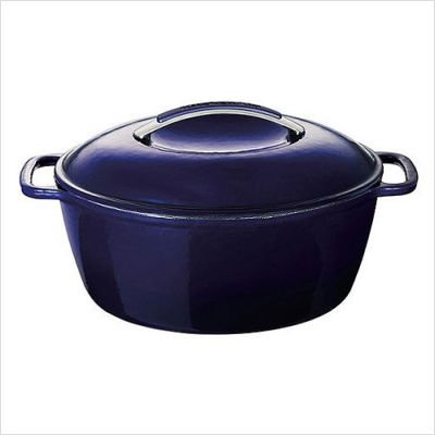 KitchenAid 6-1/2-Quart Cast-Iron Oval Casserole, Blue