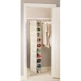 Designer Habitat - Beige Hanging Shoe Organiser - 10 Pocket Rack/Rail Hanger