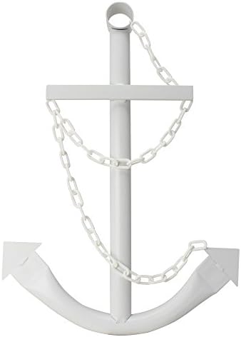 Navy Metal Anchor, 36 inch, Lighthouse Décor, White