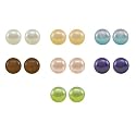 White, Champagne, Platinum Grey, Chocolate Brown, Peach, Peacock & Green 7-8mm Button Freshwater Cultured Pearl Sterling Silver Stud Earrings, Set of 7