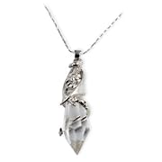 Keeper of the Crystal Dragon Pendant Sterling Silver Necklace