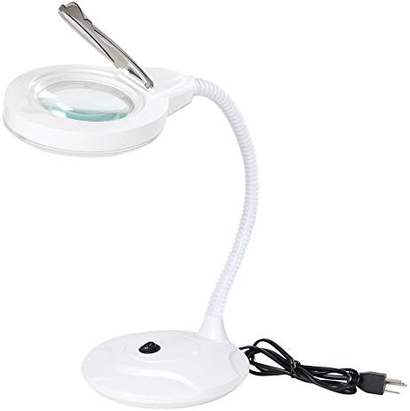 5x Tabletop Gooseneck Magnifying Lamp Magnifier Desk Adjustable Light White,high Quality Plastic Holder and Lampshade