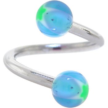 psychedelich Sky Blue STAR Acrylic Spiral Twister Belly Ring