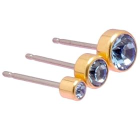 Mini Alexandrite Golden Titanium Earrings 3mm by 