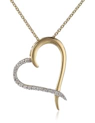 18k Gold Plated Sterling Silver Diamond Heart Pendant Necklace (1/6 cttw, I-J Color, I2-I3 Clarity), 18"