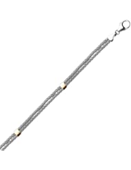 Sterling Silver & 14K Yellow Double Wheat Bracelet