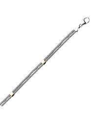 Sterling Silver & 14K Yellow Double Wheat Bracelet