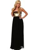 Forever Unique Black Chiffon Sequinned Strapless Cass Ball Gown